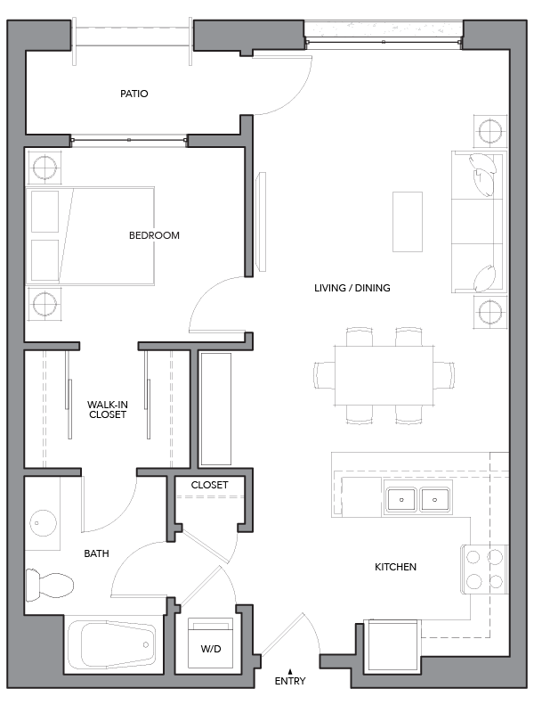 Floor plan layout diagram for 1K